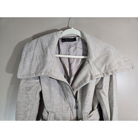 Zara Basic Gray Belted Pea Coat Sz S - Picture 6 of 12